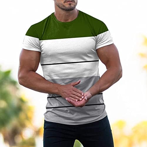 HDDK летни мажи v вратот кратки ракави маици во боја блок крпеница, врвови на атлетски тренингот спортски тенок вклопуваат маичка