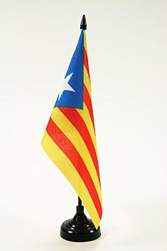 ЗНАМЕ На Аз Каталонија Tableелада Блава Знаме на Маса 5 х 8 - Независно Каталонско Биро Знаме 21 х 14 см-Црн Пластичен Стап И Основа