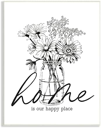 Stuple industries home среќно место цветни цвеќиња тегла букет, дизајн со букви и наредени