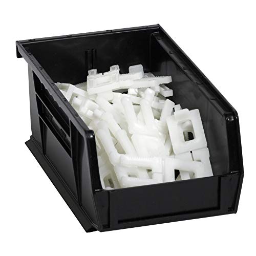 Пластични магацини со пластични магацини/висечки контејнери за складирање, 9-1/4 x 6 x 5 инчи, црна, пакет од 12, за организирање домови, канцеларии,