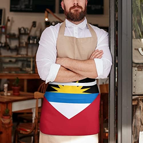 Антигва и Барбуда знаме на половината престилка со 3 џебови симпатична половина престилка биб кратки престилки за домашен ресторан