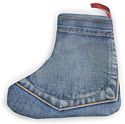 Језило сина земја празен џеб од фармерки тексас Божиќни чорапи- 10 инчи Божиќни чорапи камин што виси чорапи за семејна Божиќна декорација
