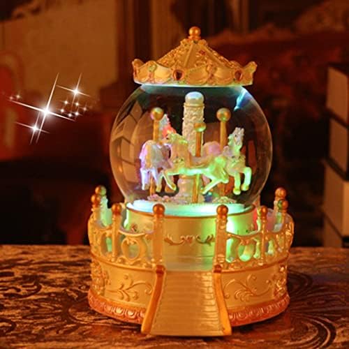 Zhyh Carouseling Crystal Ball Music Box Decorations Fantasy Floating Snow Octave Box Girldation Readion Readion Dident Christmas Christman