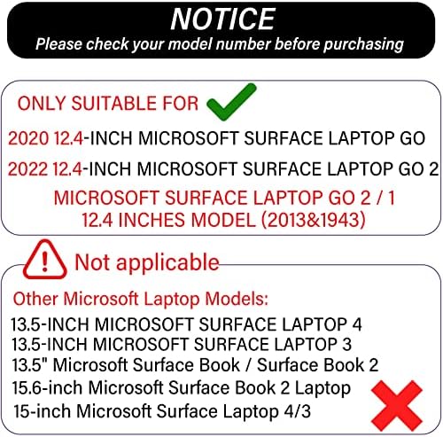 Miwasion Case само компатибилен со 2020-2022 Ослободете го лаптопот на Microsoft Surface GO 2/1 12,4 инчи со екран на допир, лаптоп со заштитници на тастатура