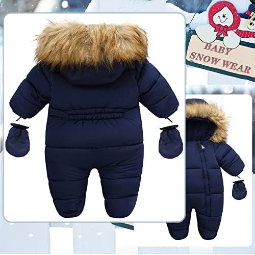 Бебе руно снег, топло качулка, зимски палто, ромпер со чевли на ракавици