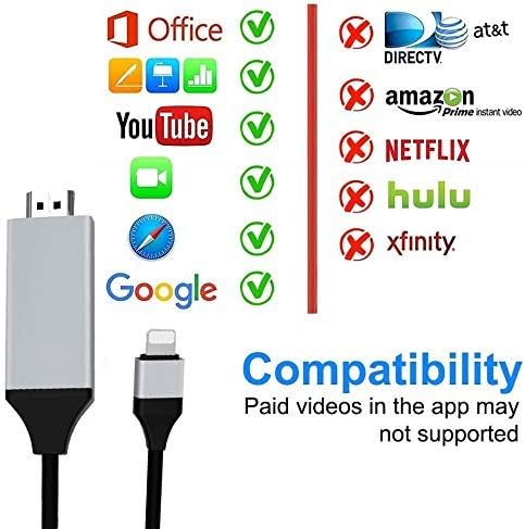 [Сертифициран Apple MFI] Адаптер за кабел HDMI, дигитален AV адаптер за AV 1080p, HDTV конектор за кабел, компатибилен со iPhone/iPad на ТВ-проекторот