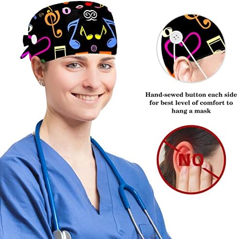 Медицинска сестра капачиња жени долга коса, мексикански кактус шема прилагодливо работно капаче со копче и лак за коса