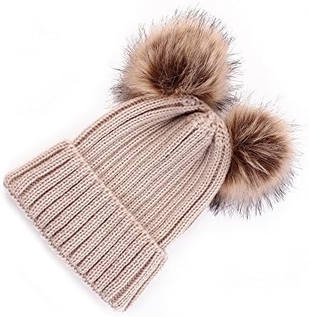 Оенбопо 2 парчиња родител-дете капа зимски потопло, капа за бебиња/женски капа, мајка и бебе плетено капаче бени зимско топло капаче