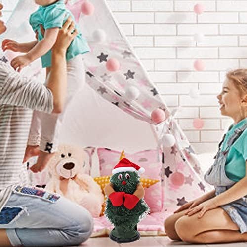 Пилипан Божиќни украси Пеење и танцување Божиќна кадифен играчка, електрична елка, ротирачка музика танцувачка играчка за новогодишна