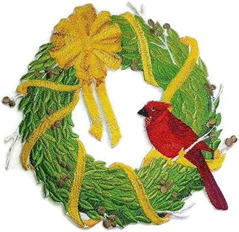 Надвор од обичните Божиќни венци со боја на птици од природата [кардинален венец] везено железо на/шива лепенка [8 *8] [направено во