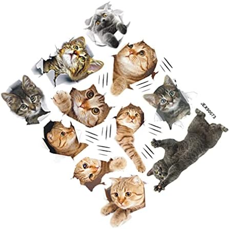 Nuobesty цртан филм постери 3D мачки wallидни налепници отстранливи слатки мачки декор постери за расадник просторија тоалета кујна