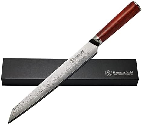 Hammer Stahl 7 инчи Nakiri Nakiri Nofe Damascus серија - Јапонски фалсификуван 67 -слој Aus10 челик - професионален нож за готвење