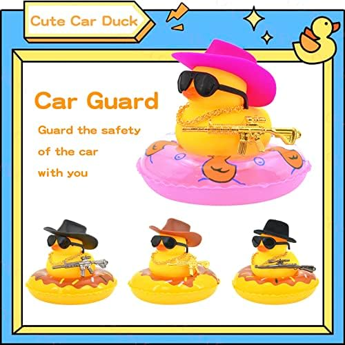 2 парчиња декорација на патка за автомобили - гума украси за автомобили, жолти патки за автомобили Малата табла за патка со мини