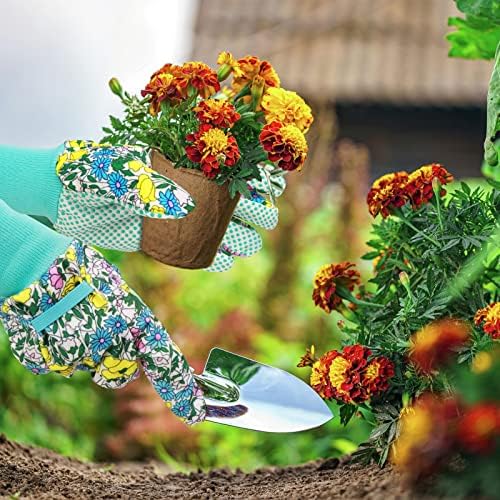 Jumfigh 4 пара градинарски нараквици за жени, цветни градинарски ракавици дами меки дишечки дворови работа на ракавици светлосни ракавици