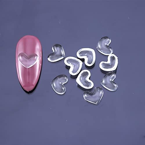 50 парчиња 3Д транспарентна loveубовна срцева кристална нокти декорација на чиста смола за нокти привлечности накит за руменило