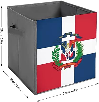 Знаме на доминиканската Република Стп Кожа Склопувачки Канти За Складирање Платно Коцка Организатор Кошница Со Рачки