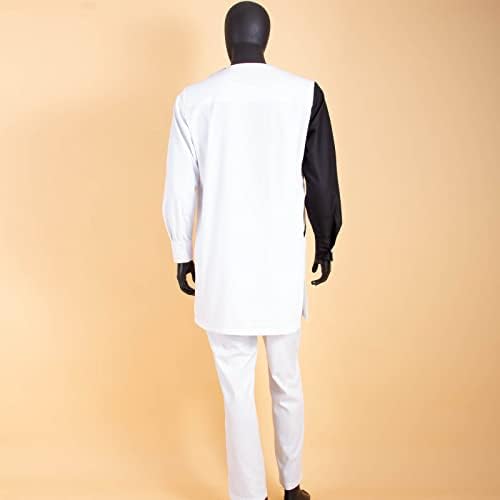 Африканска традиционална облека за мажи плус кошули и панталони со големина 2 парчиња поставени племенски облеки муслиманска облека