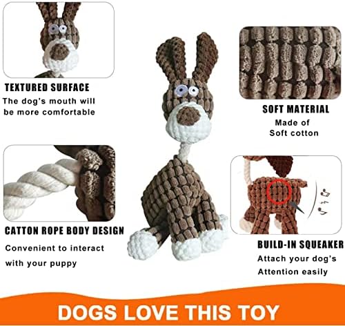 Бодлил Писклив Кадифен Куче Играчки Пакет За Кученце, 2 Пакет Издржливи Полнети Животни Кадифен Џвакање Играчки Со Чкрипење, Симпатична Мека