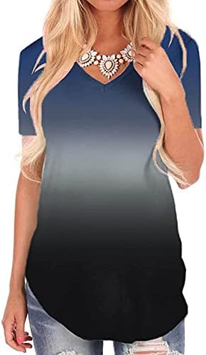 DGQPLPD блуза за жени блузи за жени мода за жени Shirred V-врат маица
