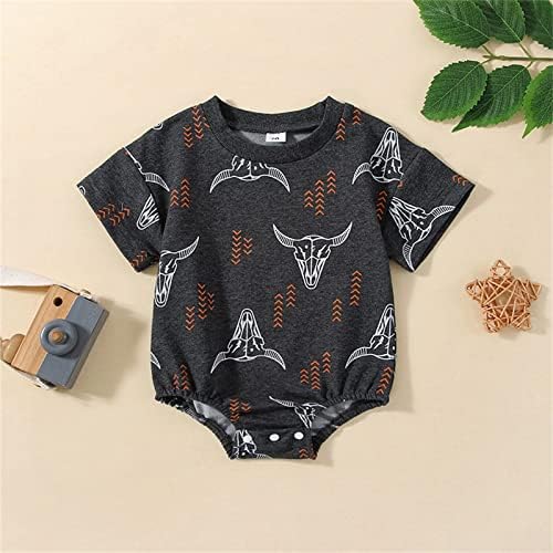 Бебе момче крава печати кратки ракави маица ромпер каросерија облека летна облека новороденче облека за новороденчиња