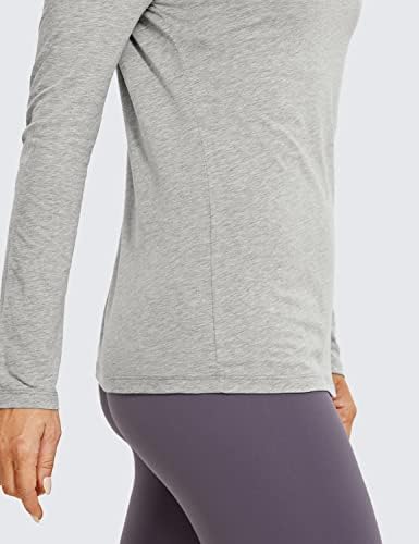 CRZ јога лесни кошули со долги ракави за жени-пима памук спортски тренинг врвни обични врвови