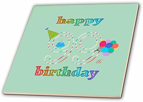 3дроза Среќен 99-ти Роденден, Кекс Со Свеќа, Балони, Капа, Шарени-Плочки