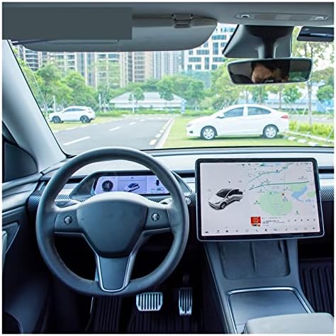 CXSDCQQ Дрвена Рамка Од Јаглеродни Влакна Компатибилна Со Tesla Модел 3 Y Дигитален Кластер Лцд Андроид Автомобил Виртуелен Инструмент