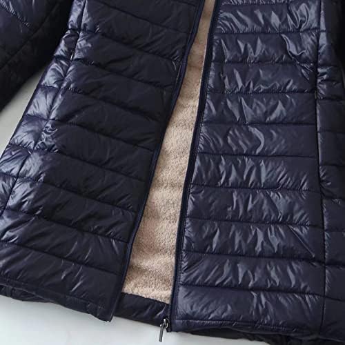 Водоотпорни јакни за жени со долг ракав Зимски пад моден јака палто со палто од руно џеб јакна палчиња