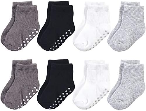 Допрени од природата бебешки органски памучни чорапи со не-лизгач за отпорност на есен, цврста црна боја, 12-24 месеци