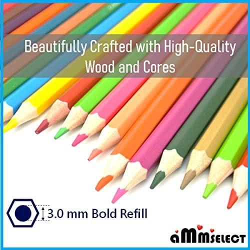 AmmSelect живописен сет на моливи во боја - 48 пакет мека јадро -базирана нафта, хексангларна премија, за книги за боење, уметност за