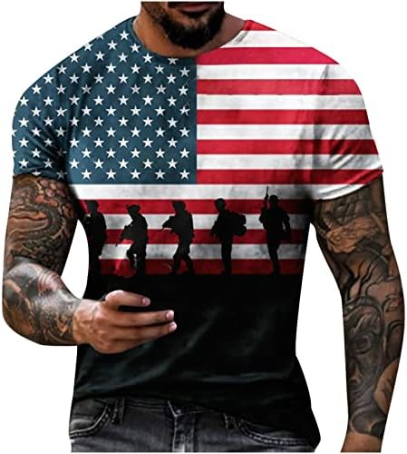 Менс 4 -ти јули кошули со кратки ракави, кошули на Денот на независноста на американското знаме ретро лабави врвови летни маици
