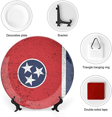 Коска На Државното Знаме На тенеси Кина Декоративна Плоча Тркалезни Керамички Плочи Занает Со Штанд За Прикажување За Декор За