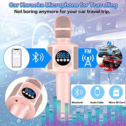 ЌЕ Автомобил Караоке Микрофон, Безжичен Bluetooth Микрофон Пренослив Рачен Микрофон Звучник Со Магични Гласови, Одлични Подароци За Девојчиња Момчиња