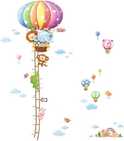 ДЕКОВАЛ БС - 1606 Животински Топол Воздух Балон Висина Раст Табела Детски Ѕидни Налепници Ѕидни Налепници Кора И Стап Отстранливи Ѕидни Налепници за Деца Расадник Сп