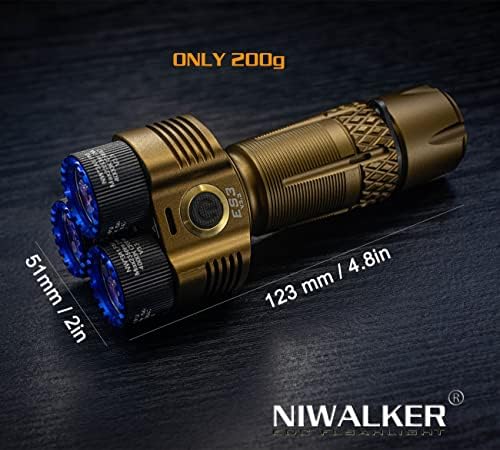 Niwalker ES3 11230Lumens Super Bright Flangs, USB C Flerslage, Flashlight Flashlight, high Lumens EDC, водоотпорна, 3 глави тактичка фенерче