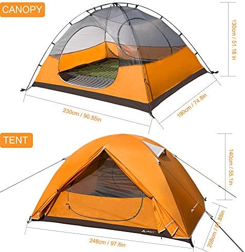 Шатор за кампување за кампување 2/3/4 Лице, професионално водоотпорно и ветерно лесен шатор за ранец, погоден за отворено, пешачење, зачувување.
