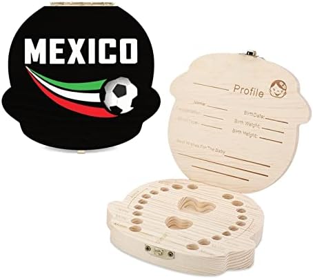 Мексико знаме Фудбалски заби самовила кутија симпатична заби заби дрвени складишта изгубени заби заби кутија за роденденски сувенир