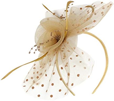 Напоо жени органза црковни капи Фасцинаторска капа цветна меш и пердуви британски невестински свадбени капа забава за девојчиња