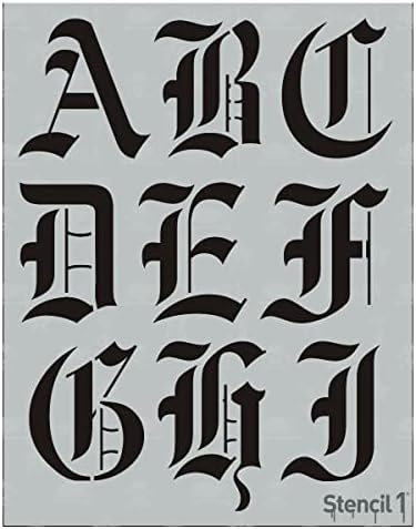 Стариот англиски 3 Азбука и броеви - Mylar Greet и мали букви за сликање, цртање и сечење - совршено за букви на дрво, винил и повеќе