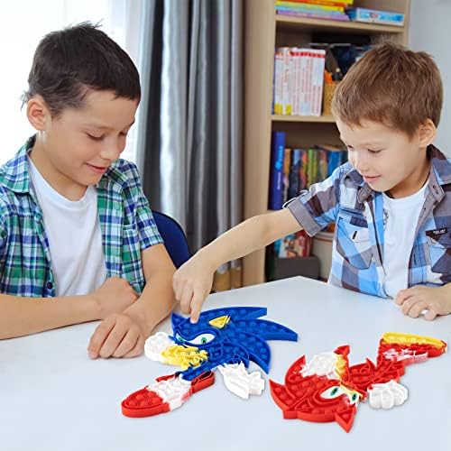Sonic Pop Fidget Toy 2 Pack Silicone Stress Remeriver, голема големина 10 , 14 Совршен за деца за возрасни за возрасни, игра за мозаик,