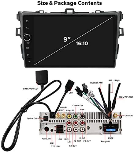 Радост Андроид Автомобил Стерео За Тојота Корола 2008 2009 2010 2011 2012 2013, 9 Инчен Автомобил Радио 1280 x 800P 4GB+64GB Со Безжичен