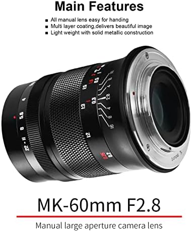 Meike 60mm f2. 8 Голема Решетка APS-C Рамка Рачен Фокус Премиер Фиксна Леќа Компатибилен Со Fujifilm Огледало Камера Како Што Се X-T1 X-T2