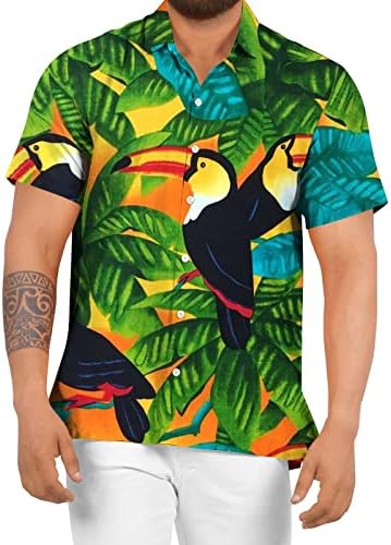 Менска кошула Менс пролетно лето обична цветна плажа Тропски случајно копче надолу со кошули со краток ракав
