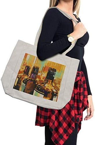 Торба за купување вино во Амбесон, шарени шишиња во стил на сликање со живописни печатени уметнички дела за пијалоци, еколошка торба за еднократна