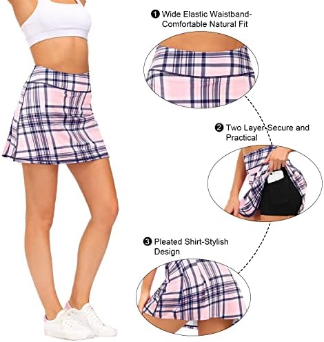 LOOVOO женски плетени тениски здолништа со џебови шорцеви атлетски здолништа за голф активна облека за вежбање спортско здолниште