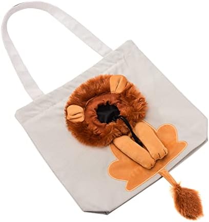 Plcnn Pet Canvas Tagh Tagn, симпатична торба со рамо во форма на лавови, преносно домашно милениче, носејќи торба за градите за мали кучиња