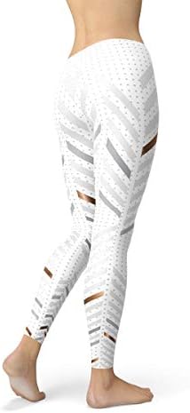 Бели хеланки за жени со средна половината за женски панталони w/спортски ленти Печати