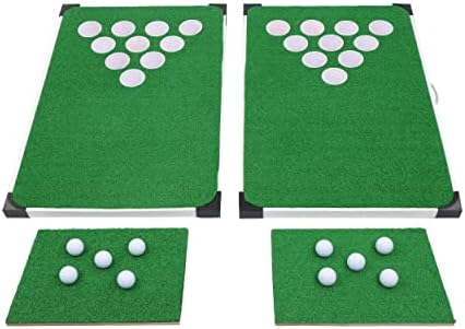 Замав спортски голф понг игра - затворен или отворен голф понг -понг -игра со преносни табли, душеци за трева, топки и чаши