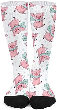 Симпатични свињи со цртани филмови печатени чорапи за појавување на бои Атлетски колени високи чорапи за жени мажи