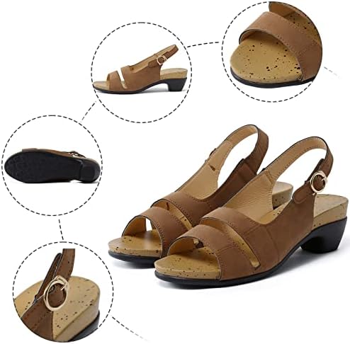 Гуфесф со ниски клинови сандали за жени, жени обични клинови сандали удобни отворени пети ниски буци пета сандали